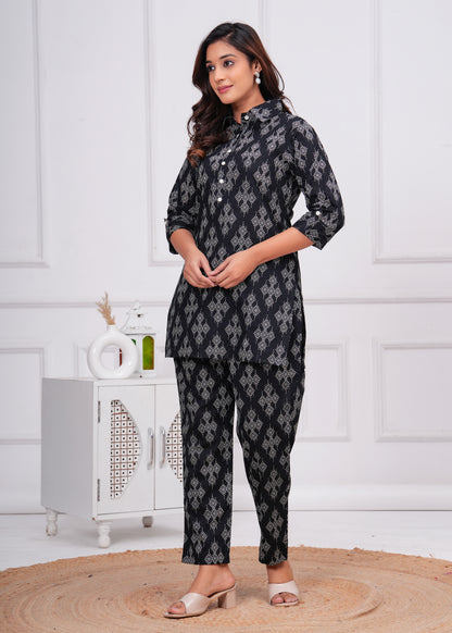 🦋NEW EXCLUSIVE FLORAL PRINTED COTTON CAMBRIC LONG CORD SET