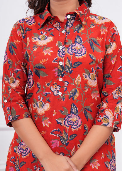 🦋NEW EXCLUSIVE FLORAL PRINTED COTTON CAMBRIC LONG CORD SET