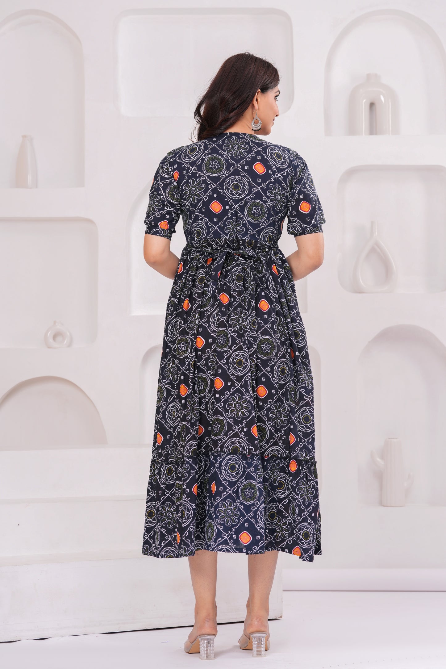 New Exclusive Cotton Cambric Floral Printed With Zip Design Maternity Gawn