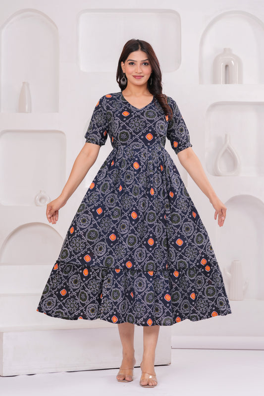 New Exclusive Cotton Cambric Floral Printed With Zip Design Maternity Gawn