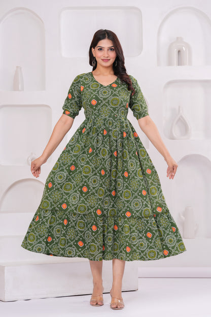 New Exclusive Cotton Cambric Floral Printed With Zip Design Maternity Gawn