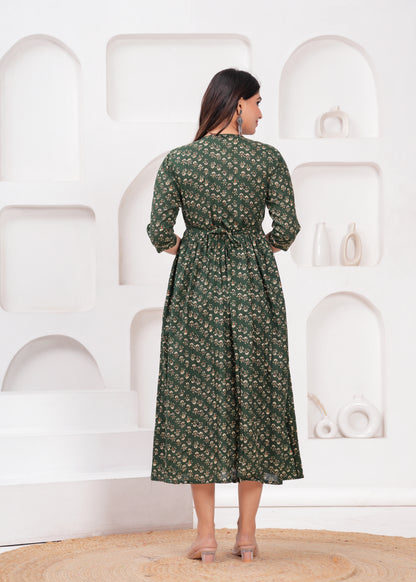 New Exclusive Cotton Cambric Floral Printed With Zip Design Maternity Gawn