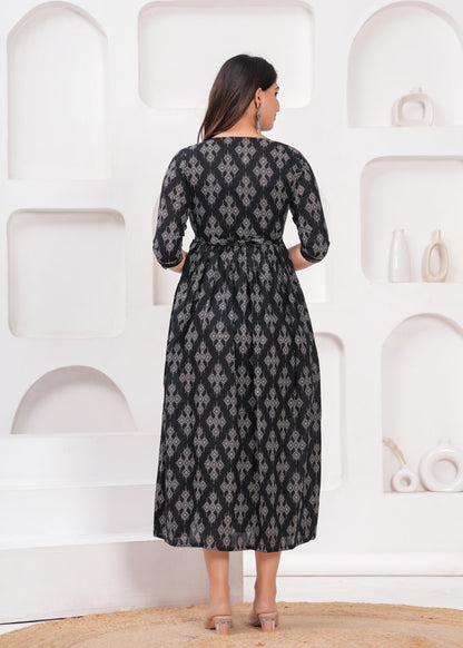 New Exclusive Cotton Cambric Floral Printed With Zip Design Maternity Gawn