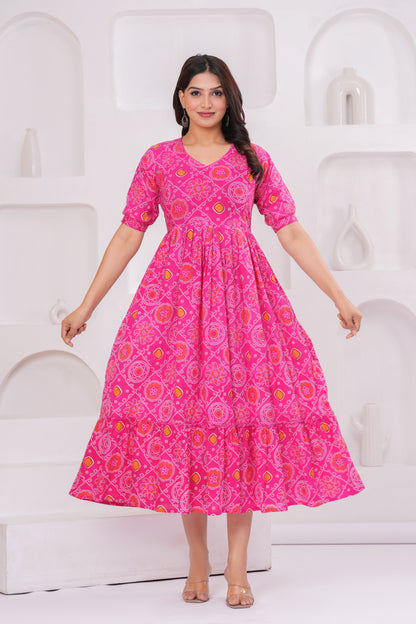 New Exclusive Cotton Cambric Floral Printed With Zip Design Maternity Gawn