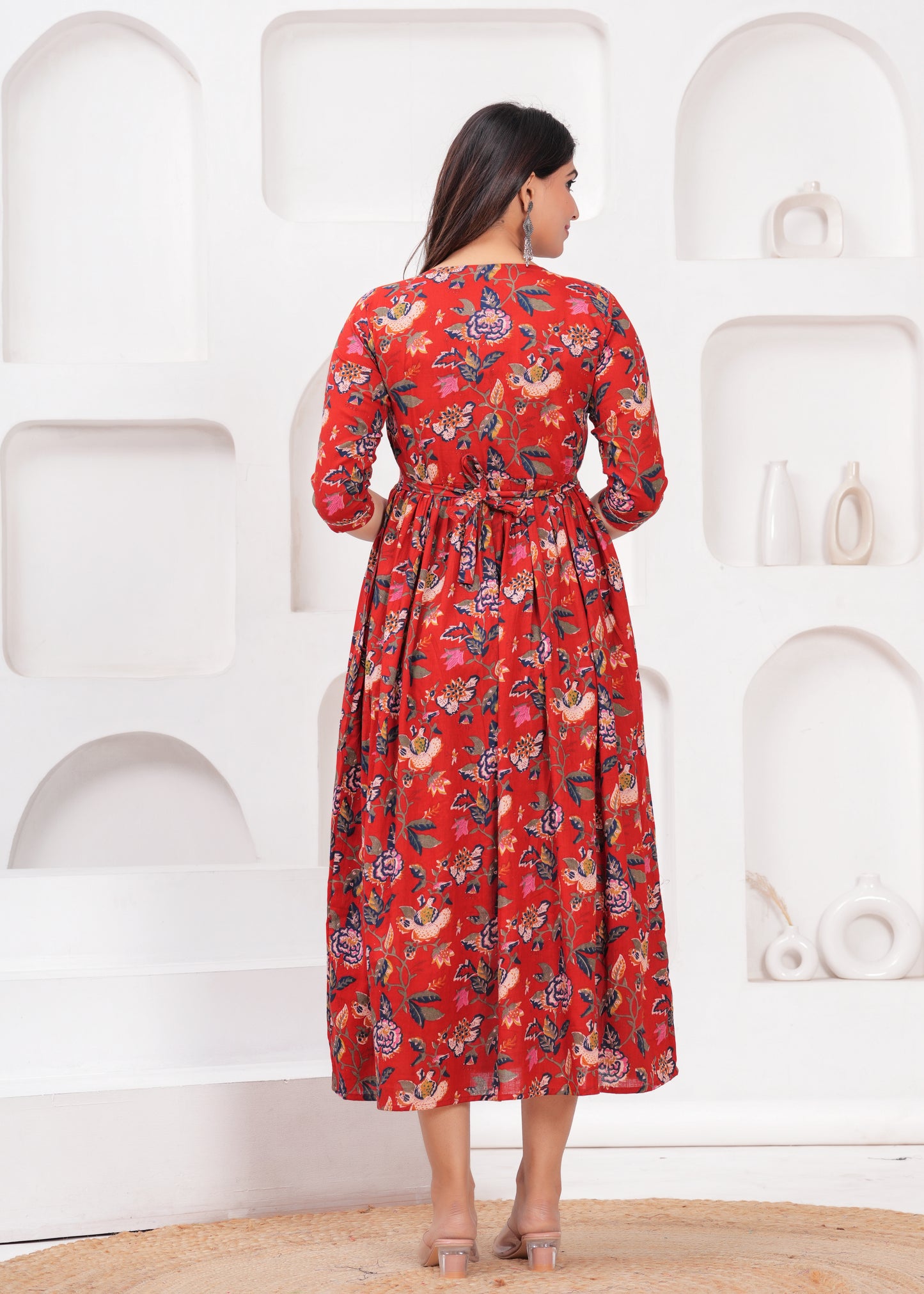 New Exclusive Cotton Cambric Floral Printed With Zip Design Maternity Gawn