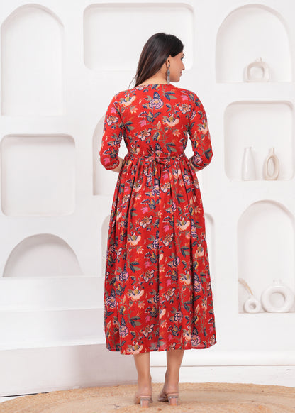 New Exclusive Cotton Cambric Floral Printed With Zip Design Maternity Gawn