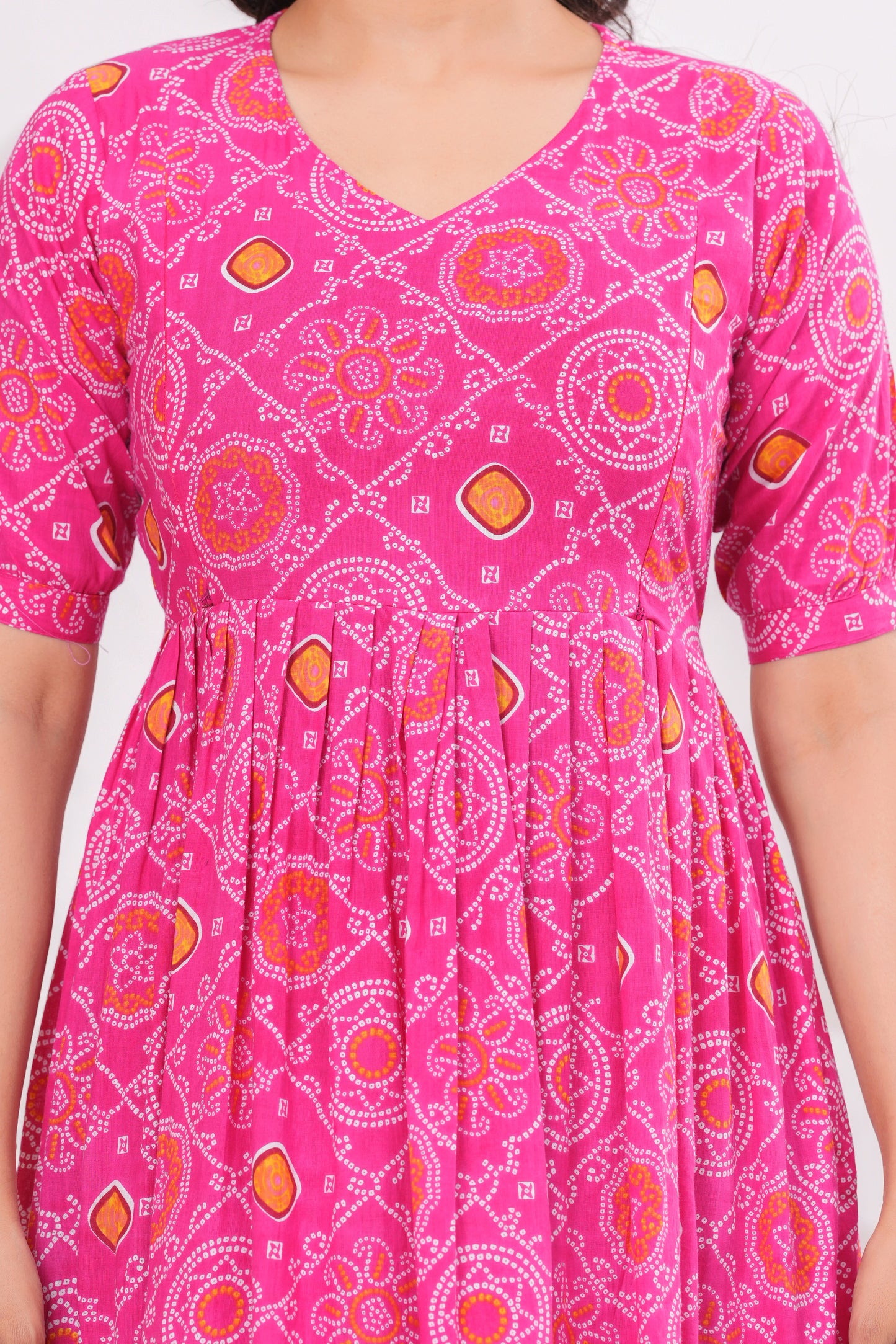 New Exclusive Cotton Cambric Floral Printed With Zip Design Maternity Gawn