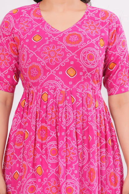 New Exclusive Cotton Cambric Floral Printed With Zip Design Maternity Gawn