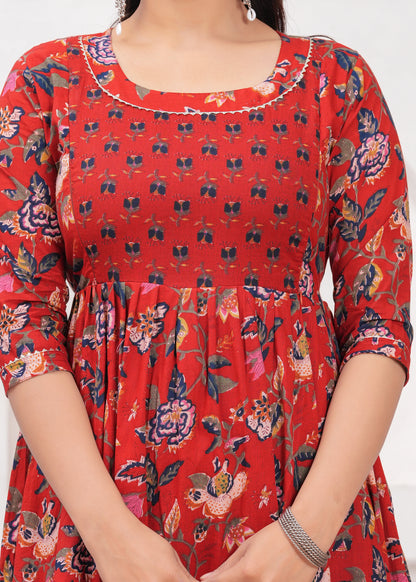 New Exclusive Cotton Cambric Floral Printed With Zip Design Maternity Gawn