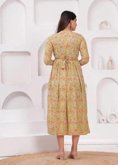 New Exclusive Cotton Cambric Floral Printed With Zip Design Maternity Gawn