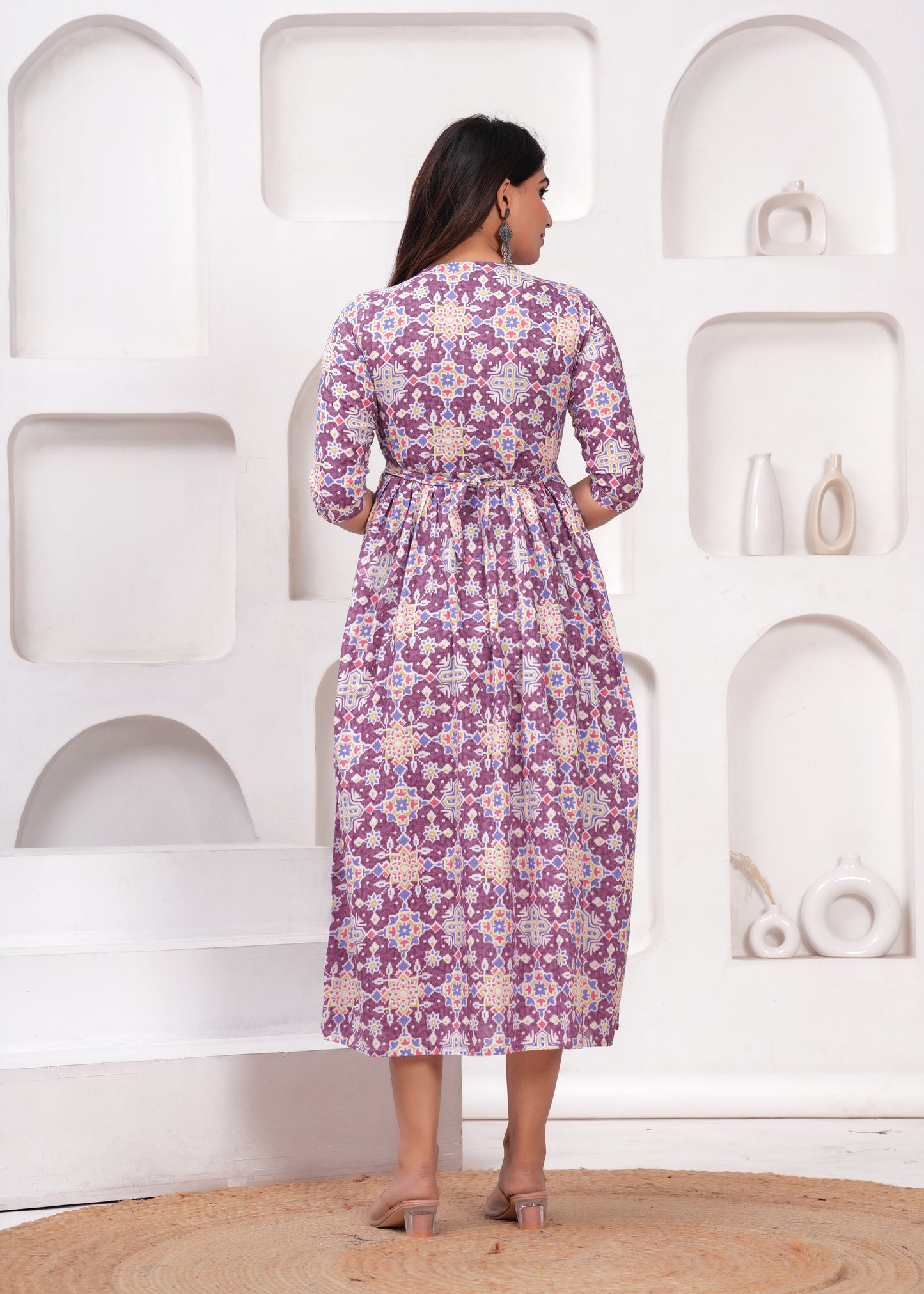 New Exclusive Cotton Cambric Floral Printed With Zip Design Maternity Gawn