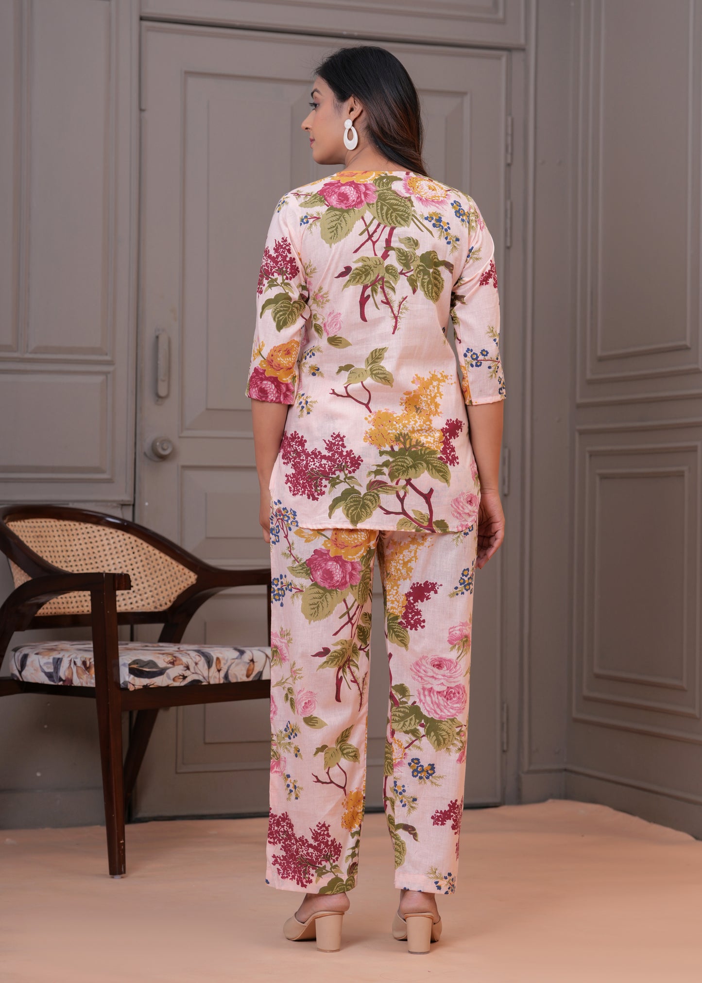 🦋NEW EXCLUSIVE FLORAL PRINTED COTTON CAMBRIC LONG CORD SET