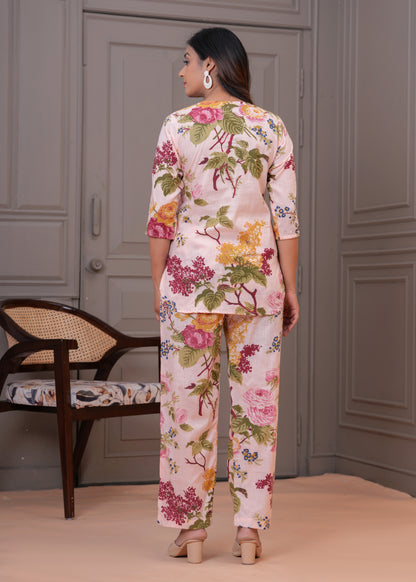 🦋NEW EXCLUSIVE FLORAL PRINTED COTTON CAMBRIC LONG CORD SET