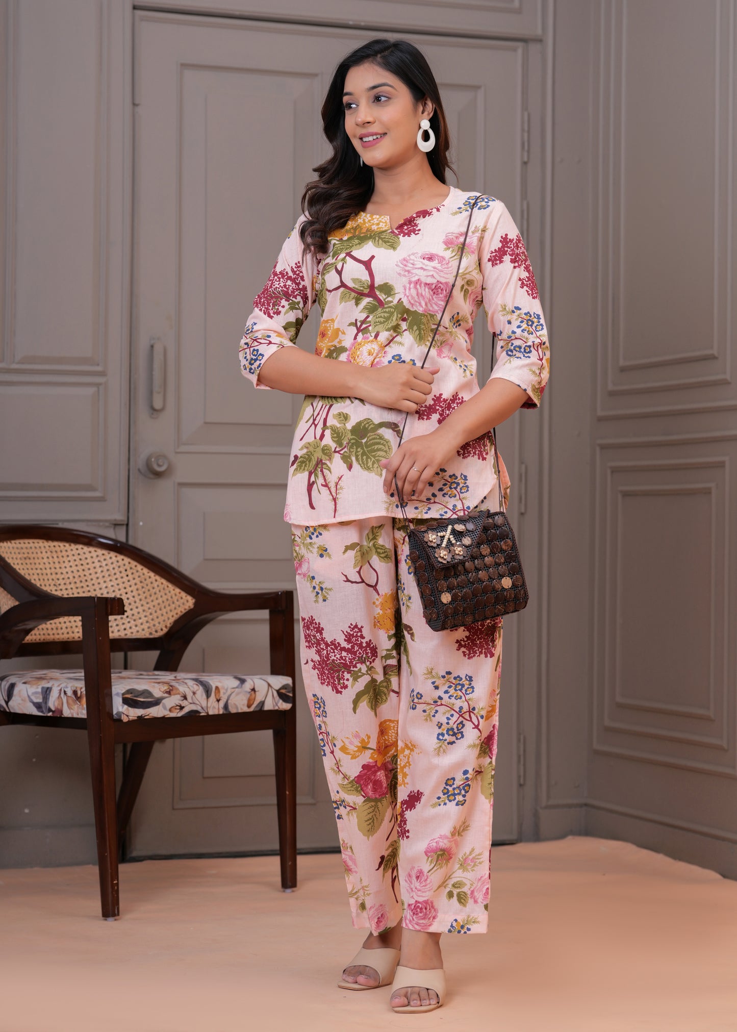 🦋NEW EXCLUSIVE FLORAL PRINTED COTTON CAMBRIC LONG CORD SET