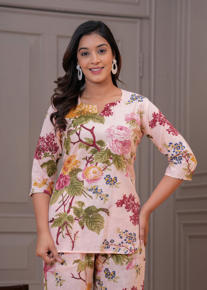 🦋NEW EXCLUSIVE FLORAL PRINTED COTTON CAMBRIC LONG CORD SET