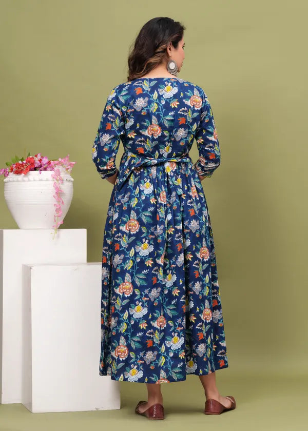 New Exclusive Cotton Cambric Floral Printed With Zip Design Maternity Gawn