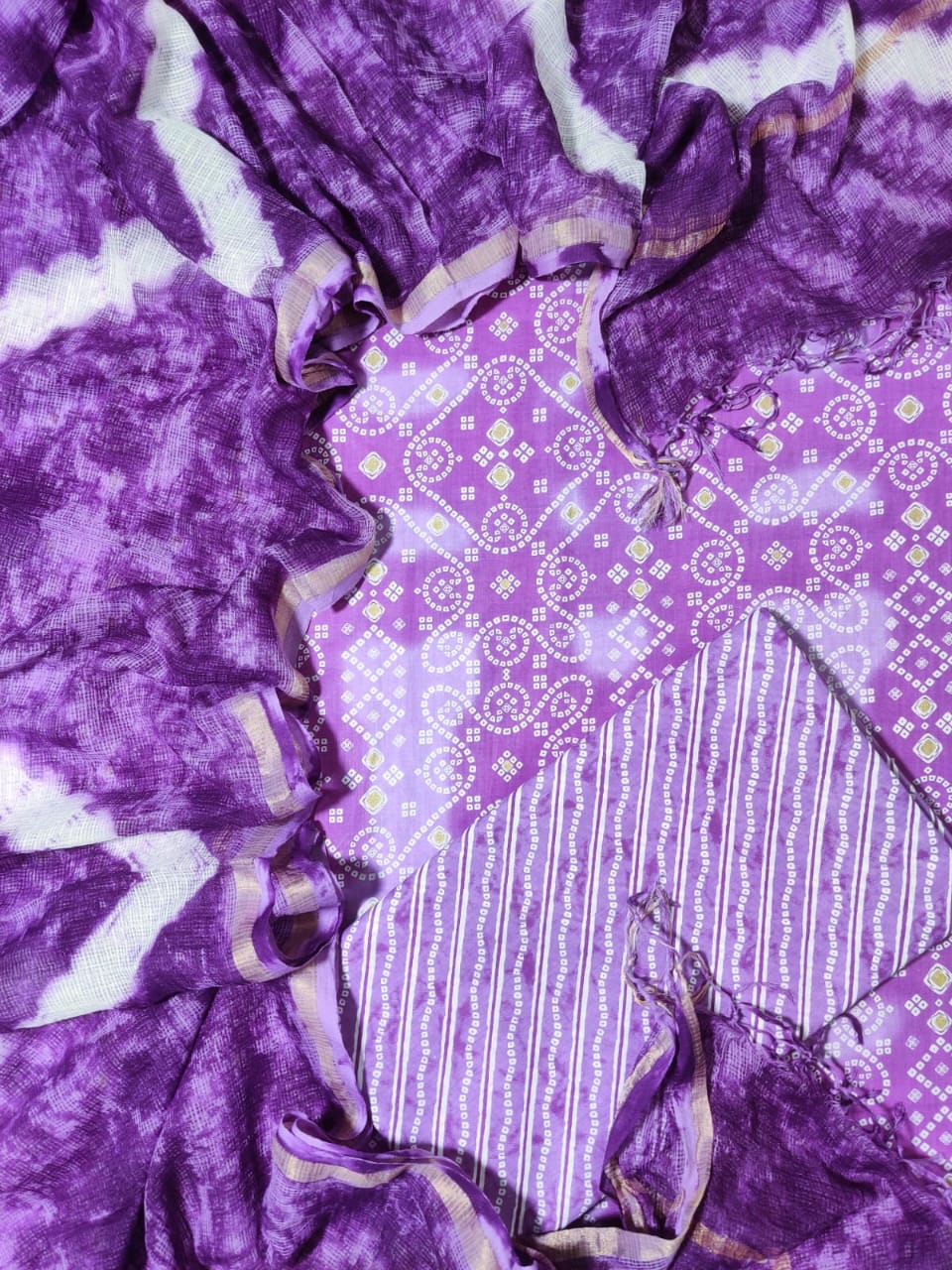 Pure Cotton Unstitched Suit With Pure Kota Doria Dupatta