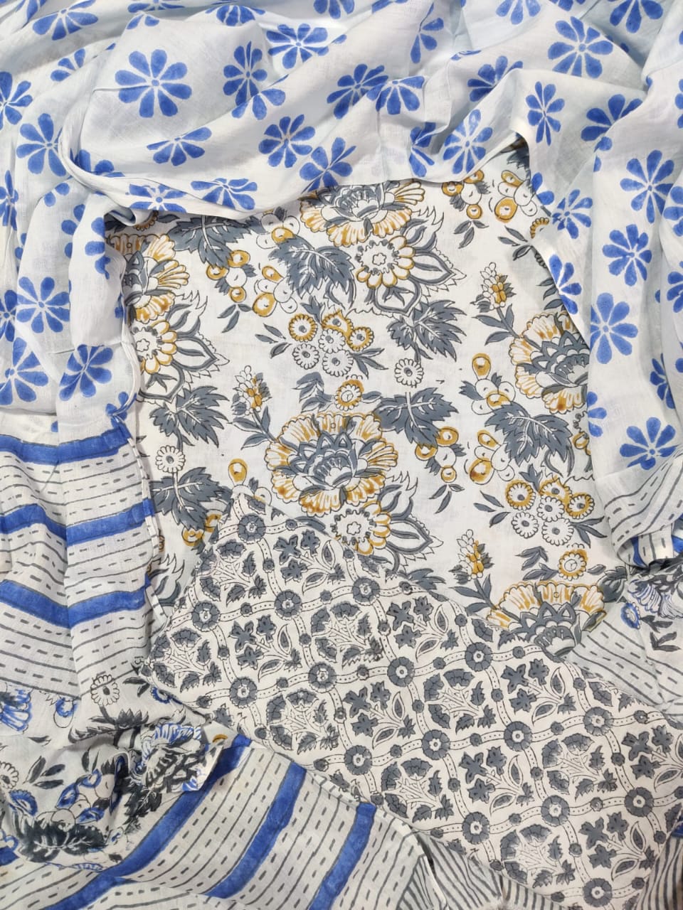 💫Hand Block Printed Cotton Suit With Cotton Dupatta