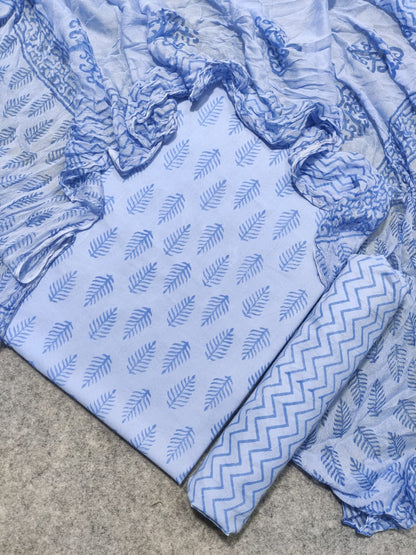 Pure Cotton Unstitched Suit With Chiffon Dupatta