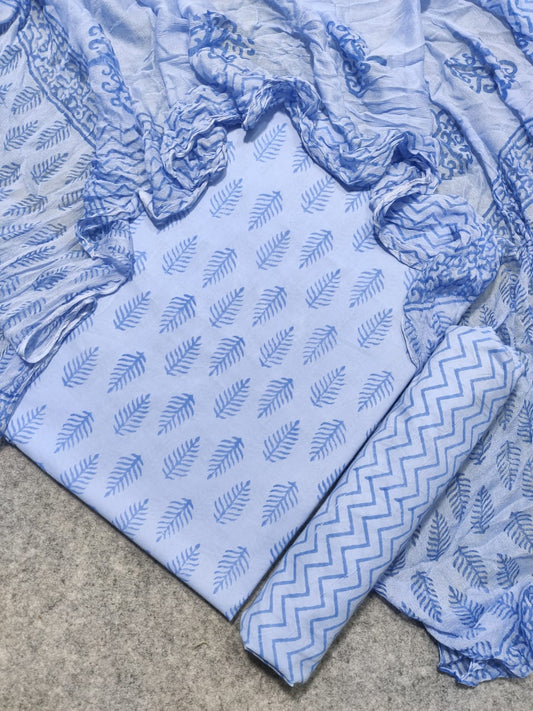 Pure Cotton Unstitched Suit With Chiffon Dupatta