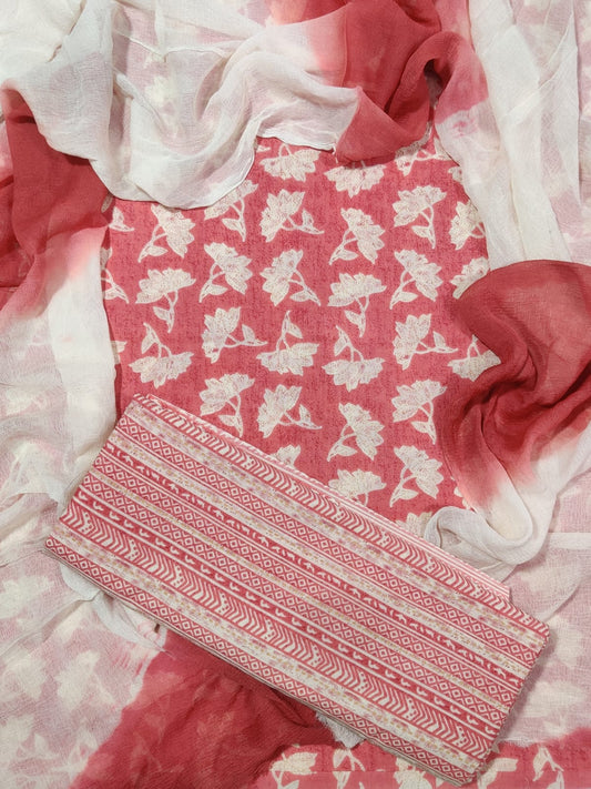 💫Pure Cotton Suit With Chiffon Dupatta