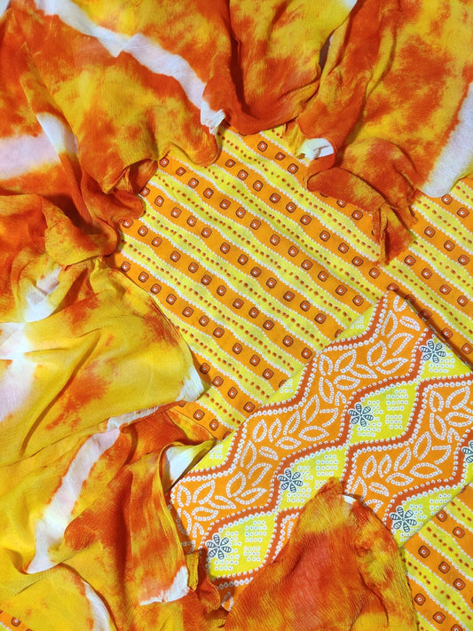 💫Pure Cotton Suit With Chiffon Dupatta