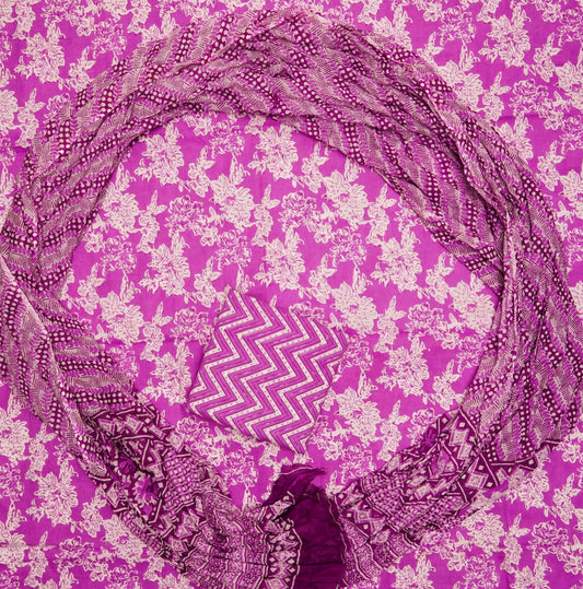 Hand Printed Unstiched Cotton Suit With Mulmul Dupatta