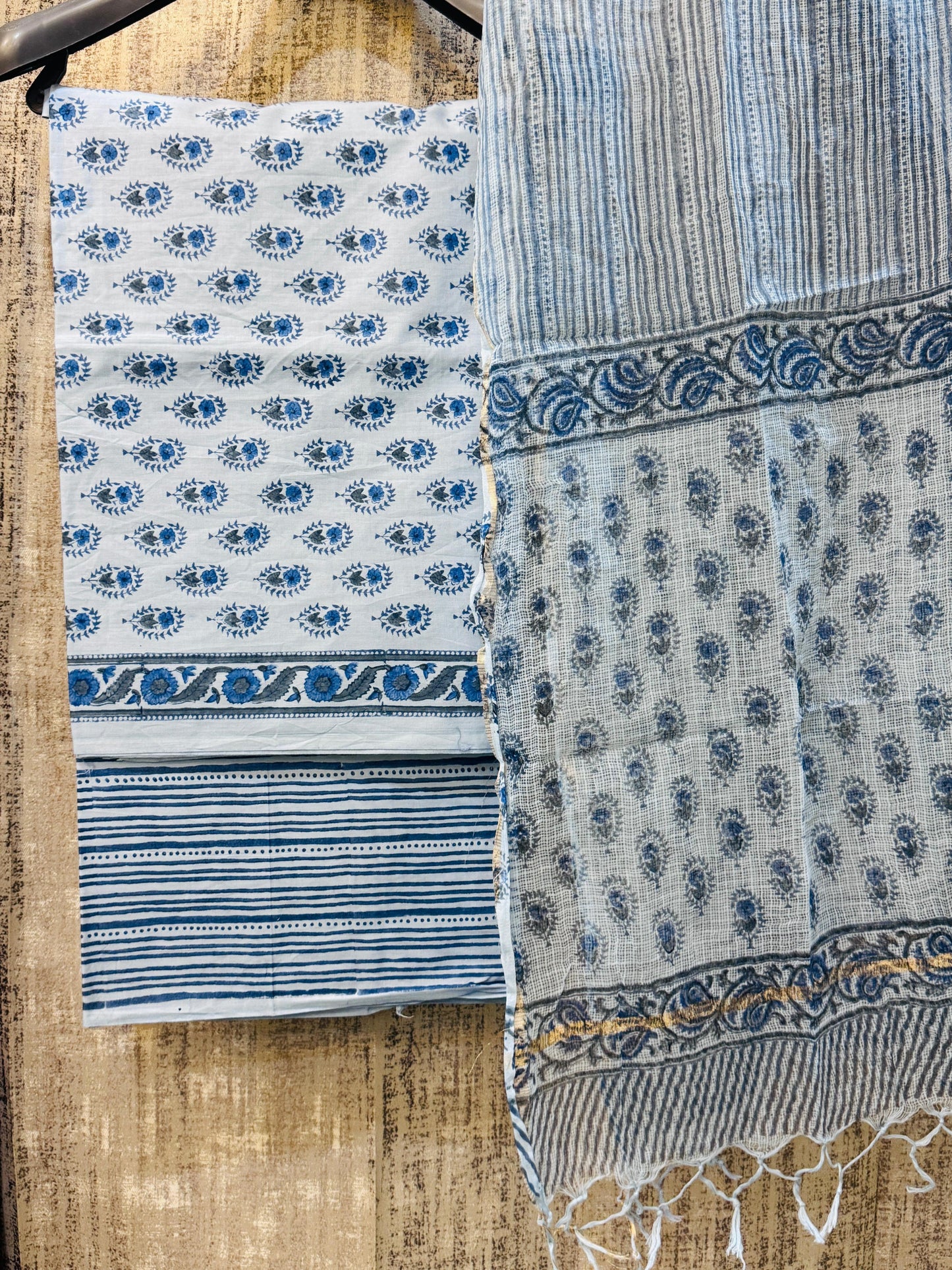 Pure Cotton Unstitched Suit With Kota Doria Dupatta
