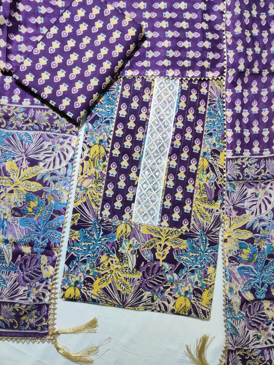 Pure Cotton Embroidery Work Unstitched Suit With Cotton Dupatta