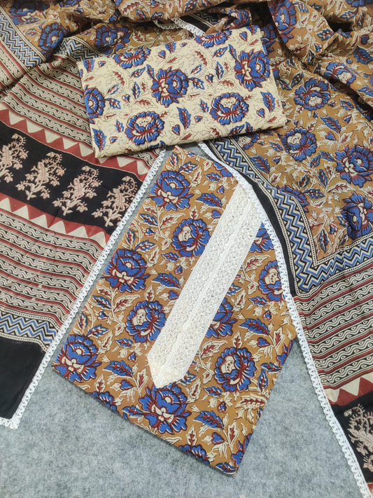 Pure Cotton Embroidery Work Unstitched Suit With Cotton Dupatta