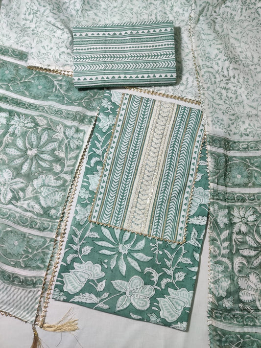 Pure Cotton Embroidery Work Unstitched Suit With Cotton Dupatta