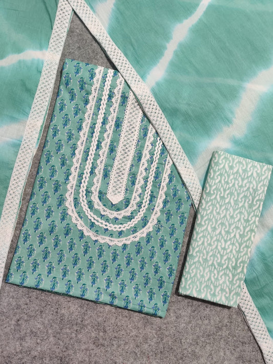 Pure Cotton Embroidery Work Unstitched Suit With Cotton Dupatta