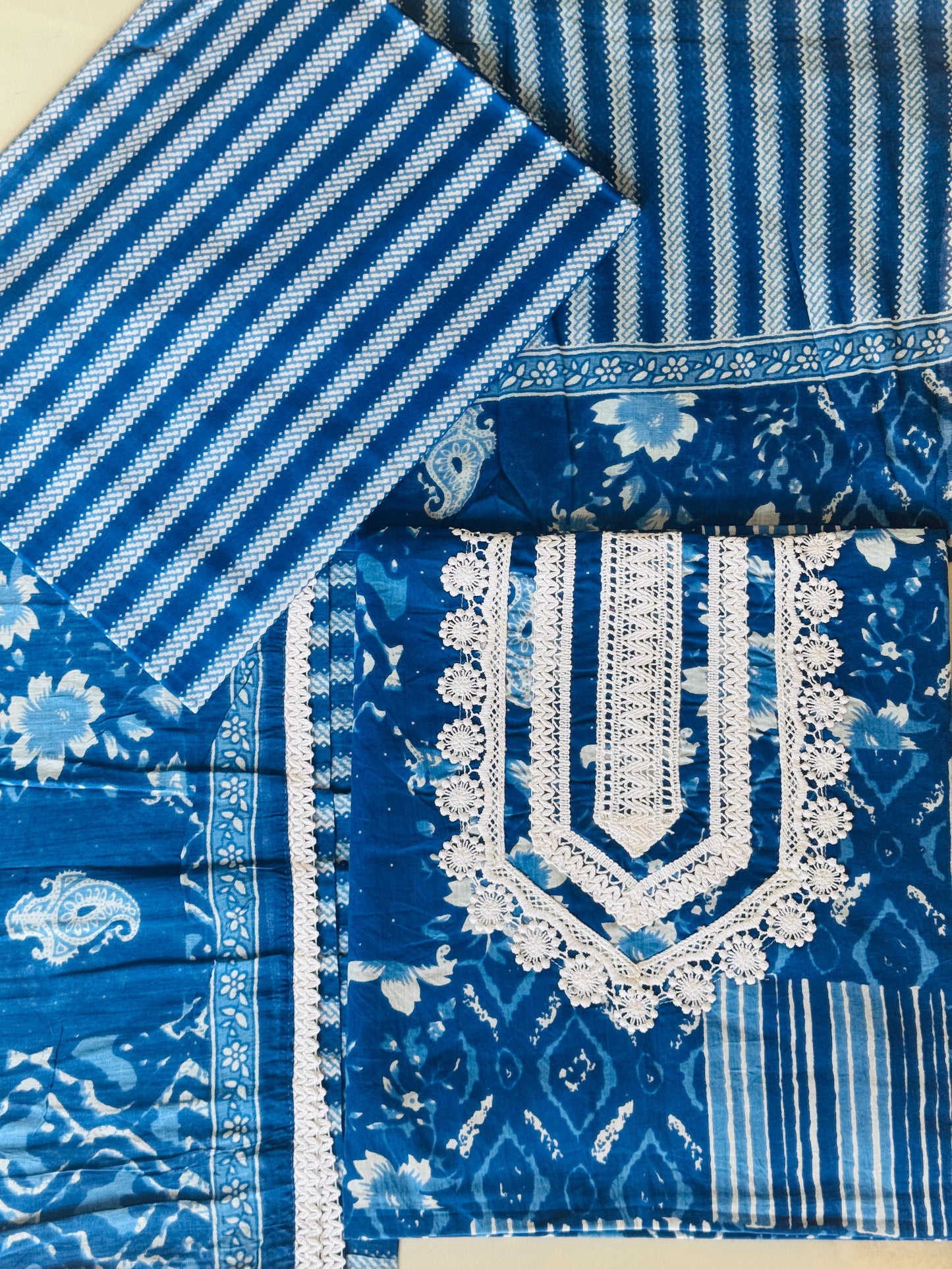 Pure Cotton Embroidery Work Unstitched Suit With Cotton Dupatta