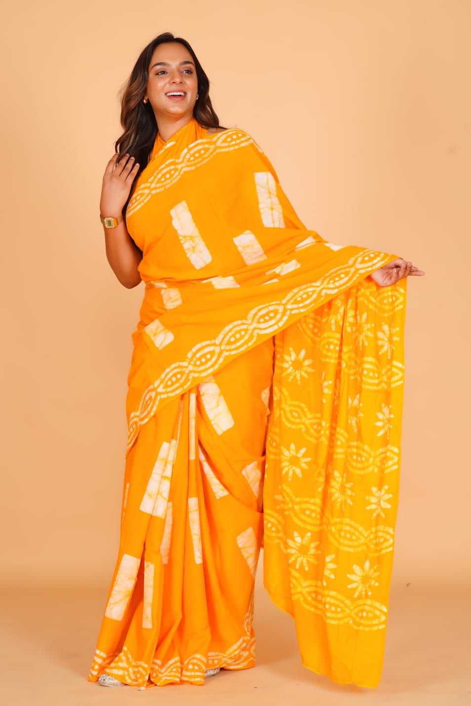 HAND BLOCK PRINTED COTTON SAREE (5.5 Mtr) WITH UNSTICHED BLOUSE PIECE (90CM)