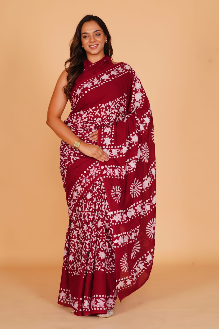 HAND BLOCK PRINTED COTTON SAREE (5.5 Mtr) WITH UNSTICHED BLOUSE PIECE (90CM)