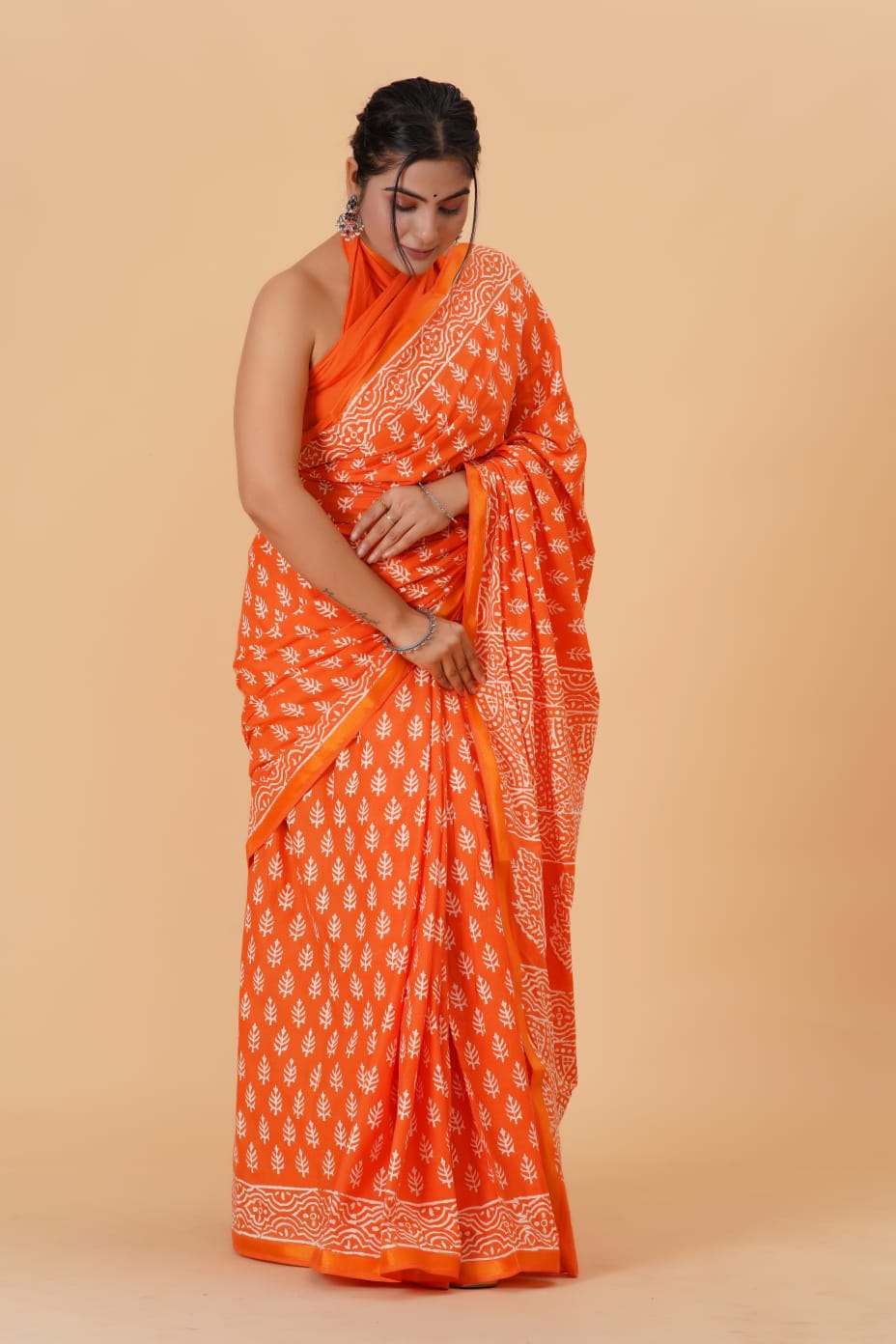 (JARI BORDER) PURE COTTON SAREE (5.5 Mtr) WITH UNSTICHED BLOUSE PIECE (90CM)