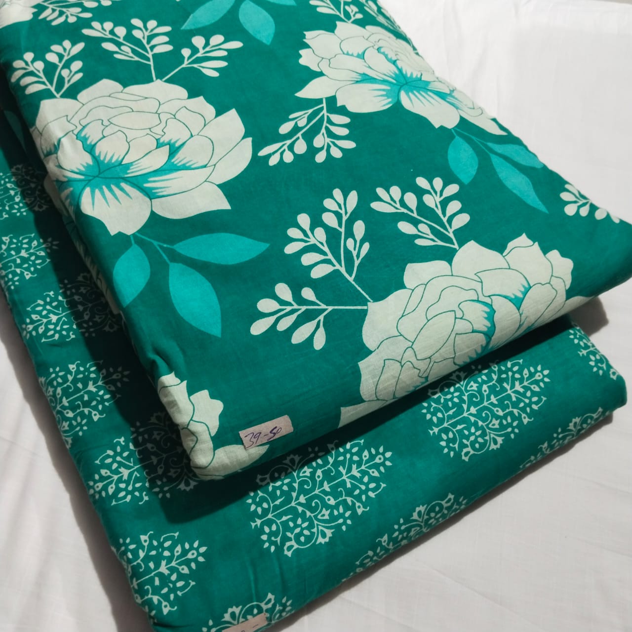 Floral Printed Pure Cotton Unstitched Top Bottom Combo Set 2.5 Mtr Top 2.5 Mtr Bottom