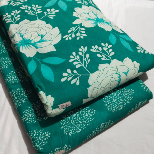 Floral Printed Pure Cotton Unstitched Top Bottom Combo Set 2.5 Mtr Top 2.5 Mtr Bottom