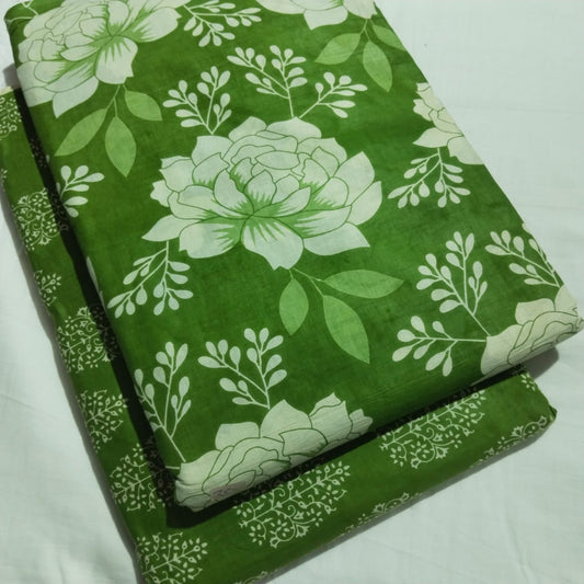 Floral Printed Pure Cotton Unstitched Top Bottom Combo Set 2.5 Mtr Top 2.5 Mtr Bottom