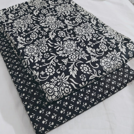 Floral Printed Pure Cotton Unstitched Top Bottom Combo Set 2.5 Mtr Top 2.5 Mtr Bottom