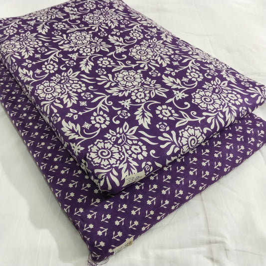 Floral Printed Pure Cotton Unstitched Top Bottom Combo Set 2.5 Mtr Top 2.5 Mtr Bottom
