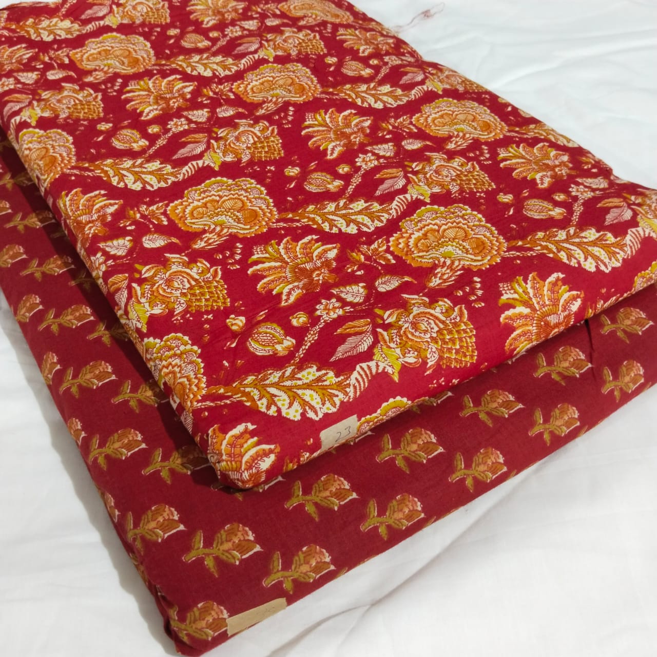 Floral Printed Pure Cotton Unstitched Top Bottom Combo Set 2.5 Mtr Top 2.5 Mtr Bottom