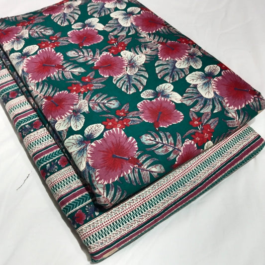 Floral Printed Pure Cotton Unstitched Top Bottom Combo Set 2.5 Mtr Top 2.5 Mtr Bottom