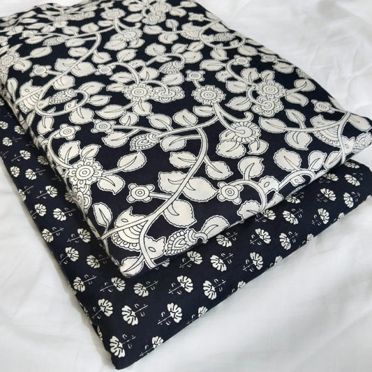 Floral Printed Pure Cotton Unstitched Top Bottom Combo Set 2.5 Mtr Top 2.5 Mtr Bottom
