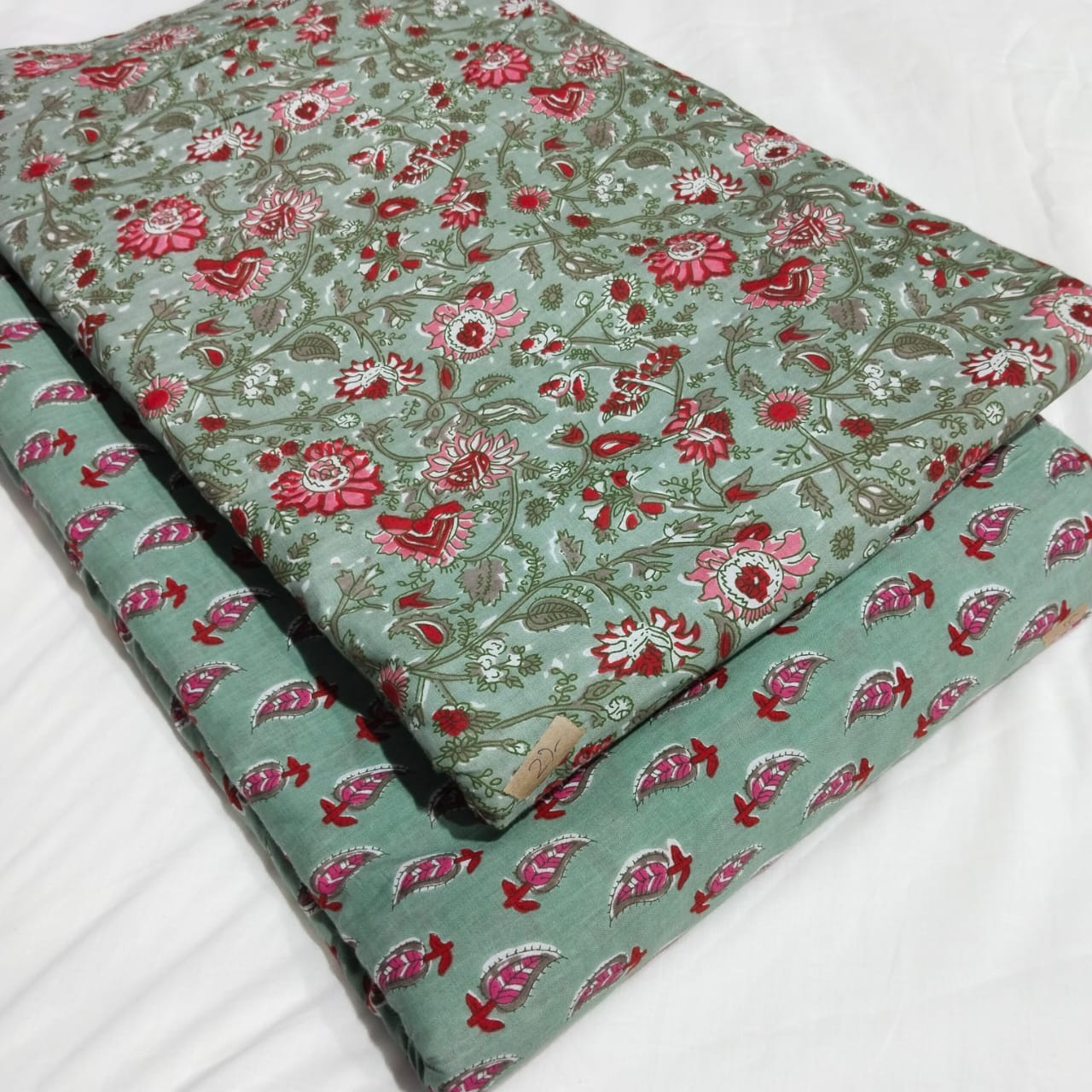Floral Printed Pure Cotton Unstitched Top Bottom Combo Set 2.5 Mtr Top 2.5 Mtr Bottom