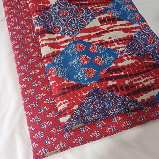 Floral Printed Pure Cotton Unstitched Top Bottom Combo Set 2.5 Mtr Top 2.5 Mtr Bottom