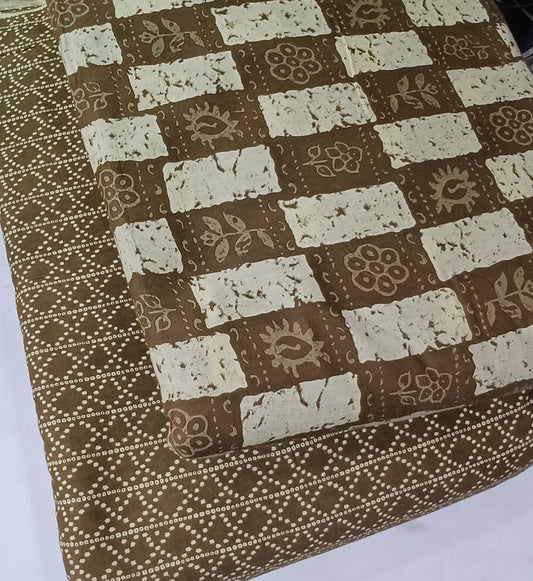 Floral Printed Pure Cotton Unstitched Top Bottom Combo Set 2.5 Mtr Top 2.5 Mtr Bottom