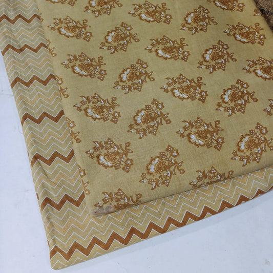 Floral Printed Pure Cotton Unstitched Top Bottom Combo Set 2.5 Mtr Top 2.5 Mtr Bottom
