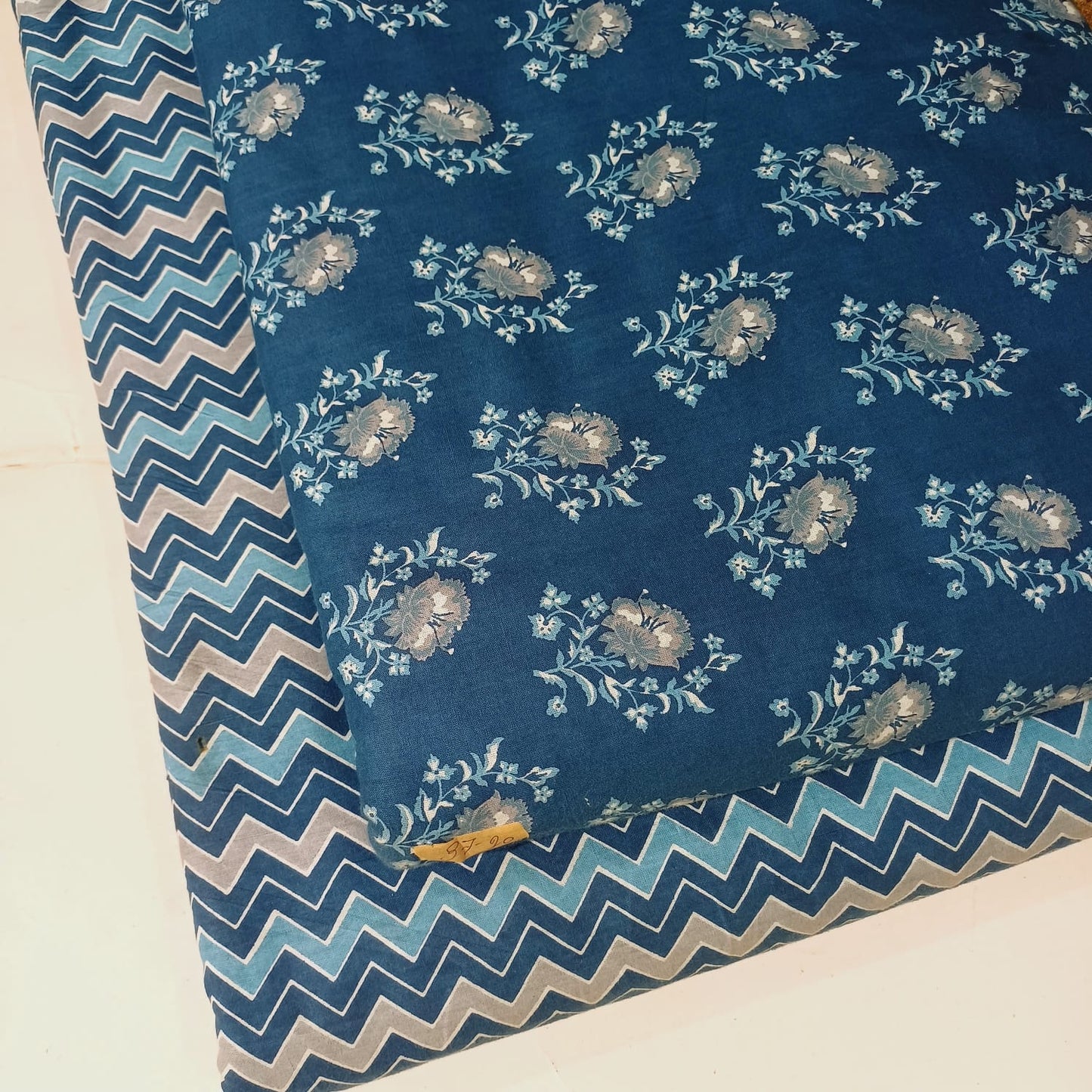 Floral Printed Pure Cotton Unstitched Top Bottom Combo Set 2.5 Mtr Top 2.5 Mtr Bottom