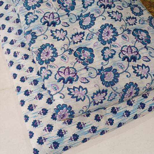 Floral Printed Pure Cotton Unstitched Top Bottom Combo Set 2.5 Mtr Top 2.5 Mtr Bottom
